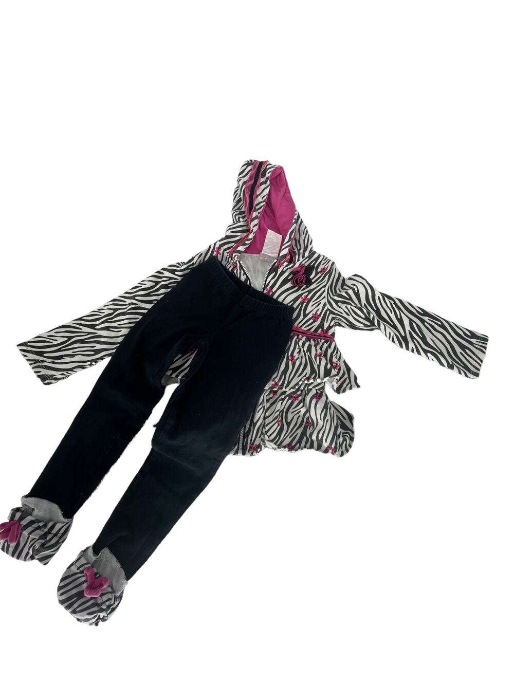 Nannette Lepore Girls Zebra Print Legging Pants & Jacket Outfit Set Size 4T
